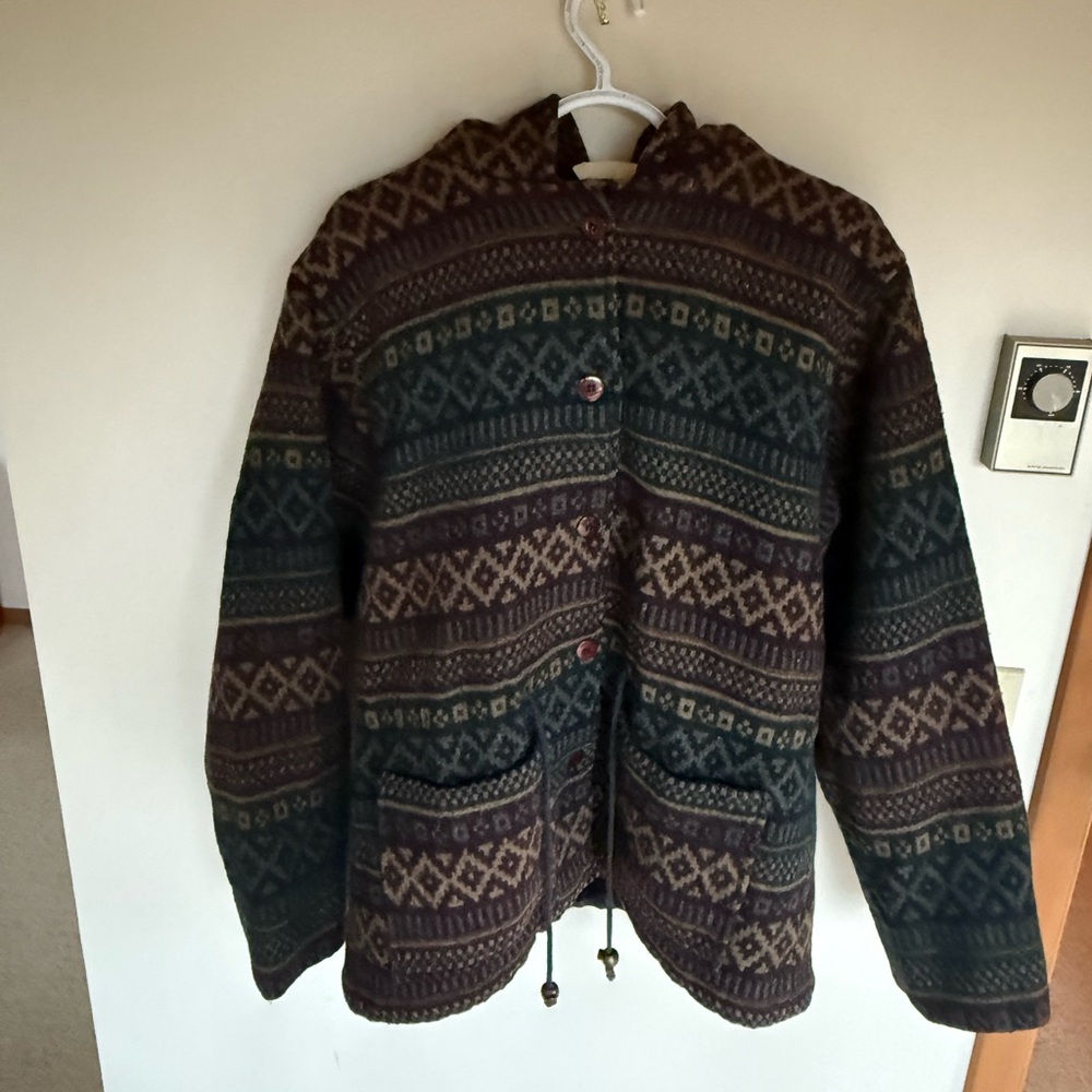 VTG Outbrook Women’s Wool Coat Button Hood L